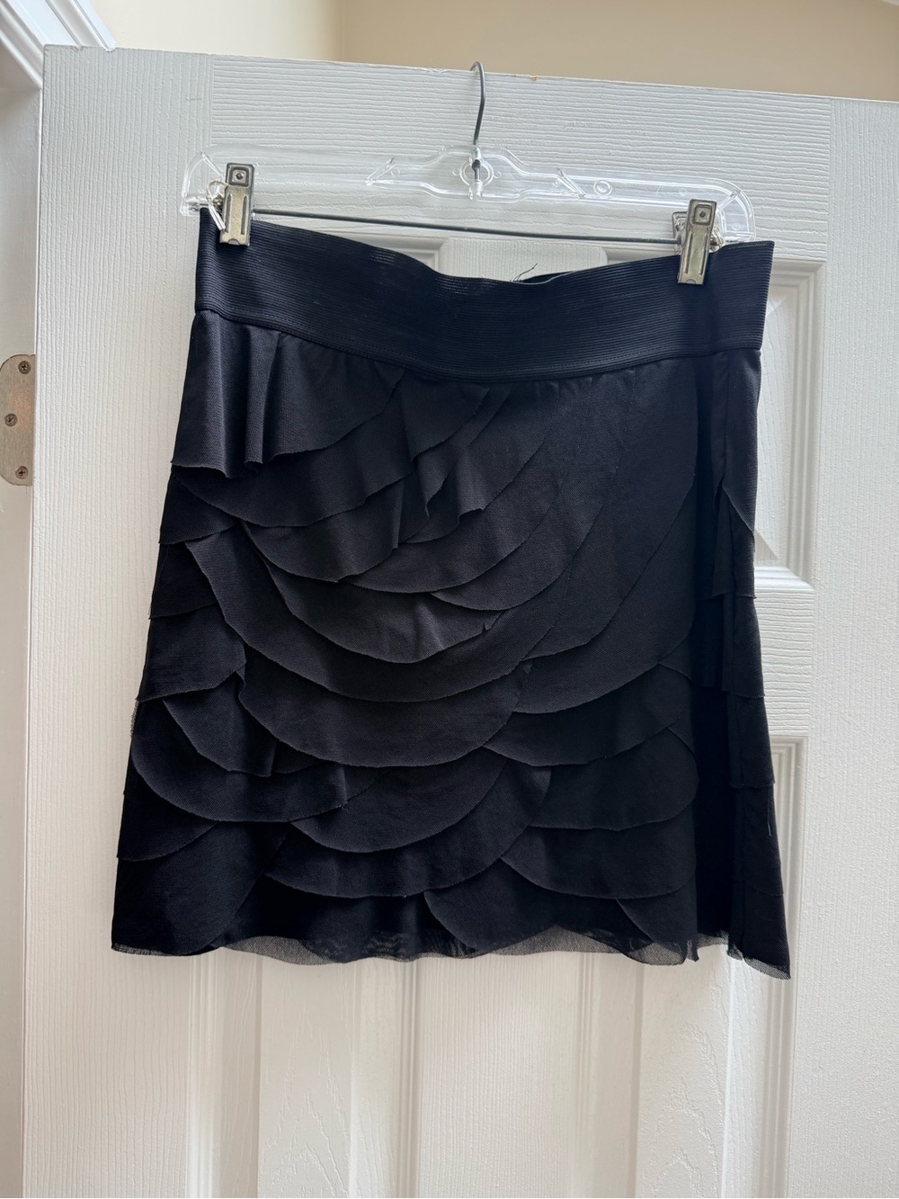 Express Black Layered Petal Mini Skirt